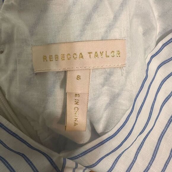 Rebecca Taylor Women's Sleeveless Stripe Wrap Dress linen blend - Picture 8 of 10